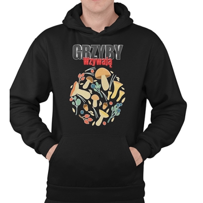 BLUZA Z KAPTUREM grzybowa GRZYBY WZYWAJĄ